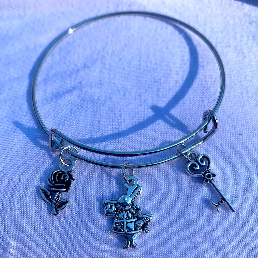 Brand New! Handmade! Adjustable Charm Bangle Bracelet!